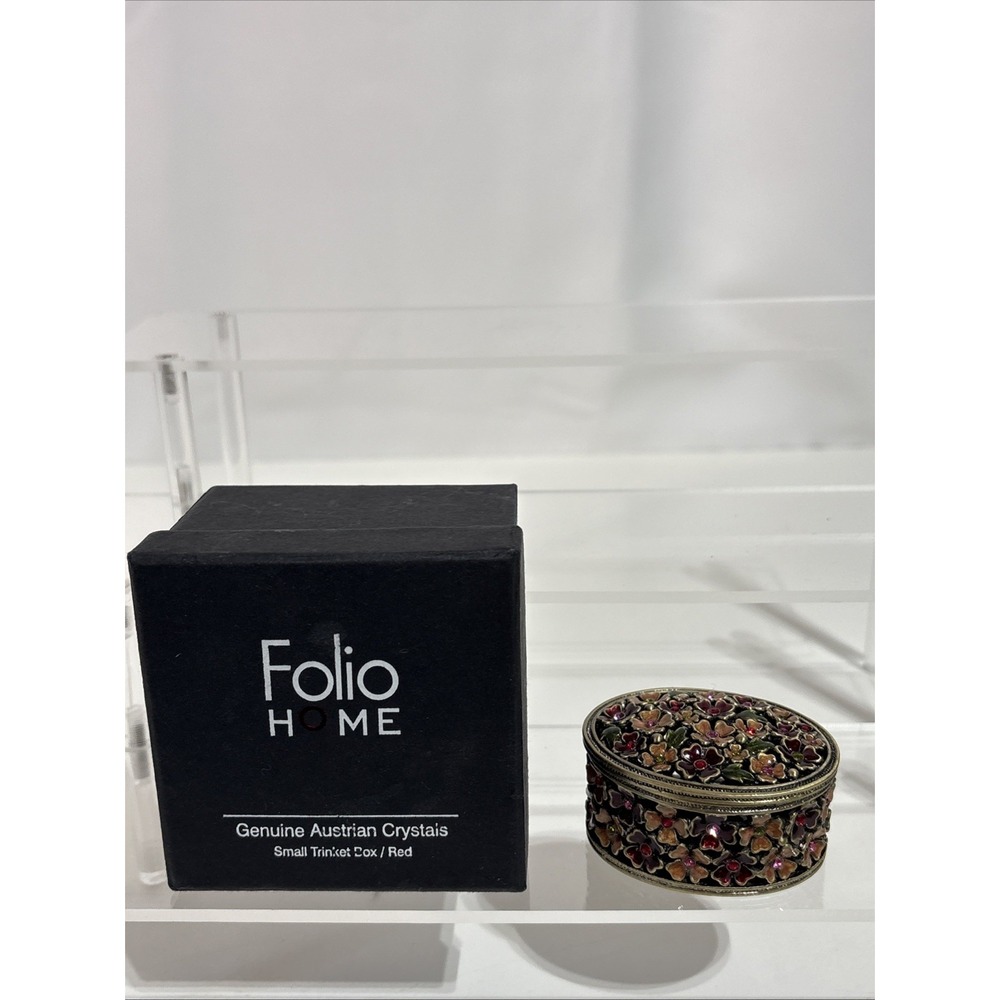 Folio Home Genuine Austrian Crystal Filigree Flower Pill Box New‎ In Box